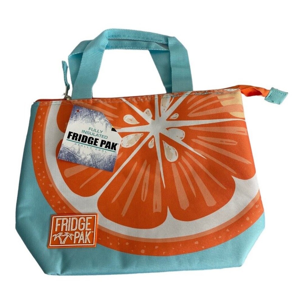 Fridge Pak Insulated Cooler Lunch Travel Tote Orange Slice Blue Orange NEW